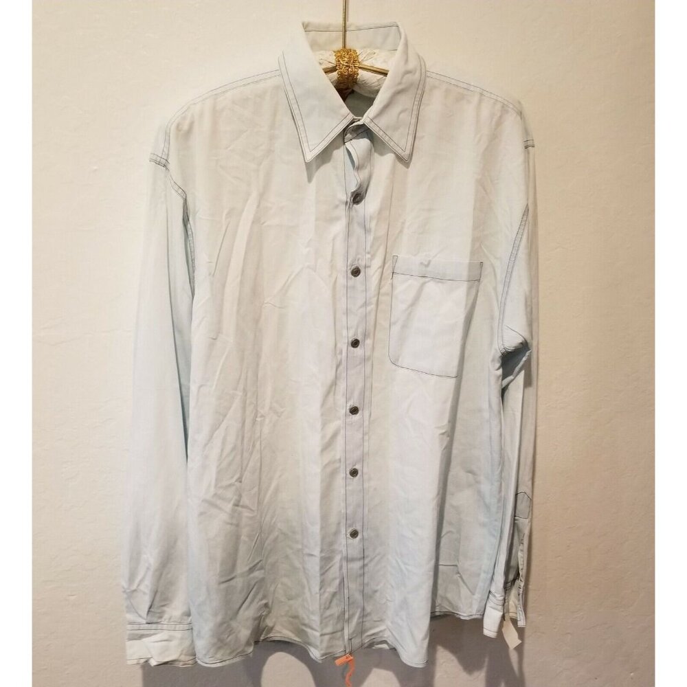 Sundance Men's Shirt Button Up Long Sleeve Light Blue Large Cotton Lightweight